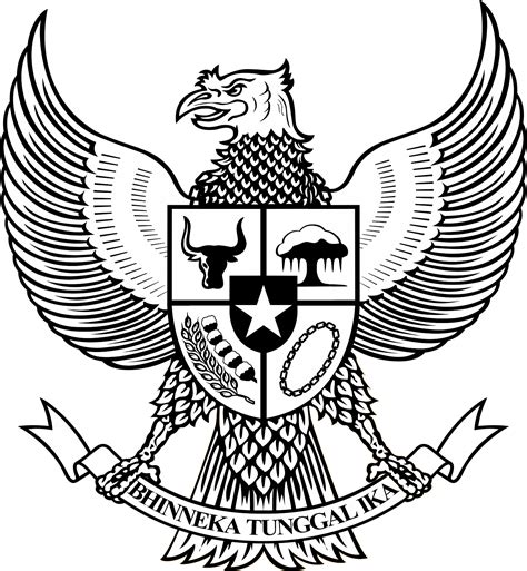 logo-garuda-pancasila-bw-hitam-putih | Lukisan huruf, Buku mewarnai, Kartun