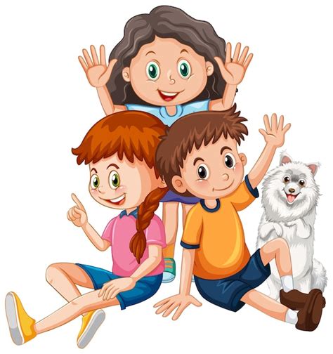 Free Vector | Children with cute dog cartoon character