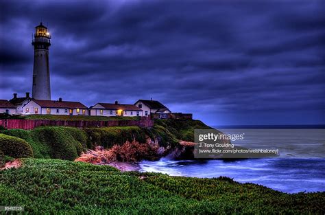 Pigeon Point Lighthouse And Pacific Ocean At Night High-Res Stock Photo ...