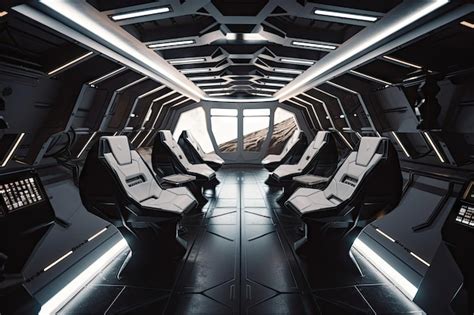 Premium AI Image | The interior of a spaceship with sleek and ...