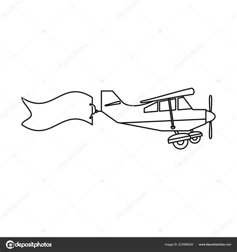 Small airplane with banner black and white Stock Vector Image by ...