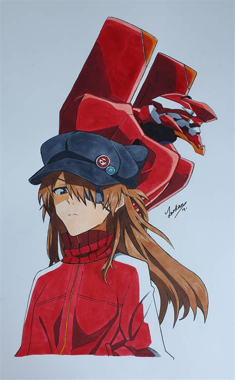 Asuka and Unit 02 fan art : evangelion