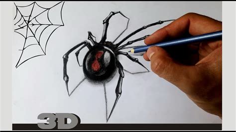 como dibujar una araña realista en 3D paso a paso | how to draw a ...