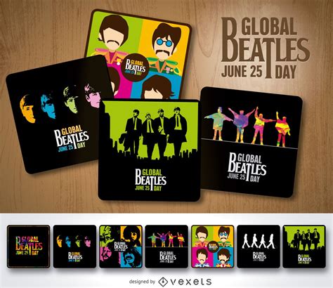 Global Beatles Day Poster Set Vector Download