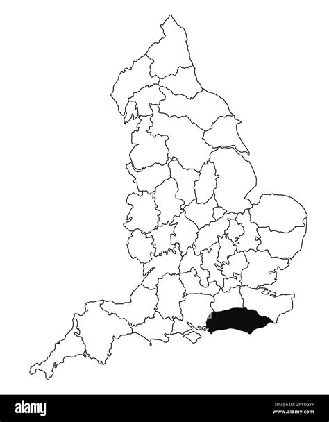 Map of Sussex County in England on white background. single County map ...