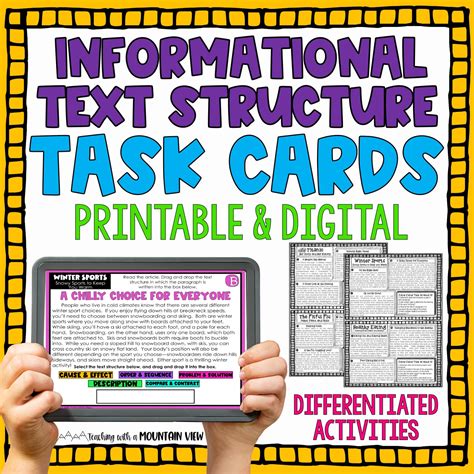 Informational Text Structures Task Cards | Text Structure Printables ...