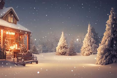 Premium Photo | A beautiful outdoor Christmas scene illustration of a ...