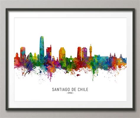 Santiago De Chile Skyline Chile, Cityscape Painting Art Print Poster CX ...