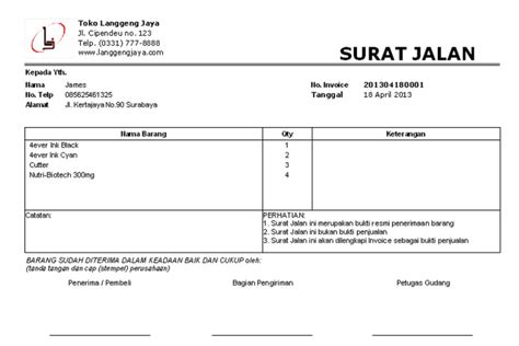 Contoh Surat Jalan Pengiriman Barang yang Benar dan Cara Membuatnya ...