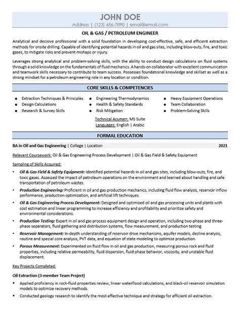 Petroleum Engineer Resume Sample & Template