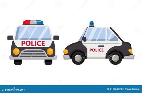 Cute Boys In Police Officer Uniform Drive A Police Car Clip Art. Vector ...