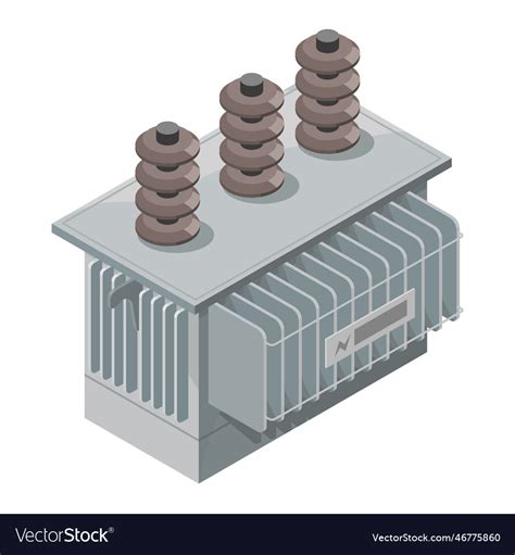 Transformer isometric power plant engineering Vector Image