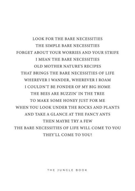 Bare Necessities Lyrics Print - Etsy | Bad day quotes, Words quotes ...