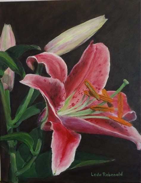 Stargazer Lily Painting by Leda Rabenold | Fine Art America