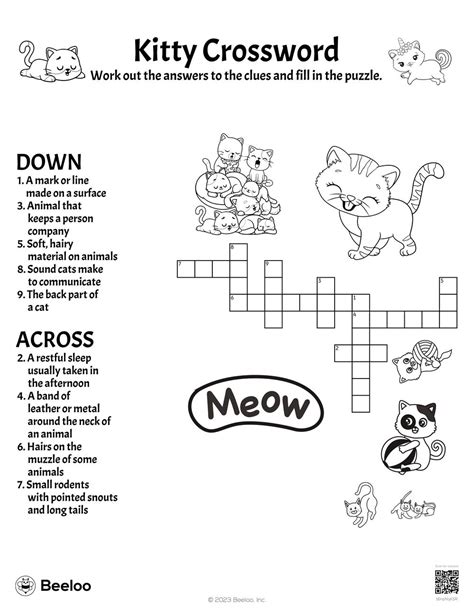 Cat-themed Crossword Puzzles • Beeloo Printable Crafts and Activities ...