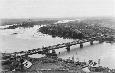 Aerial view of the opening of Grafton Clarence River Bridge, Grafton in ...