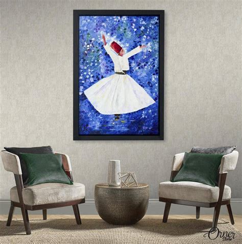 Whirling Sufi Blue Background Painting Art | Sufism Poster Wall Art ...