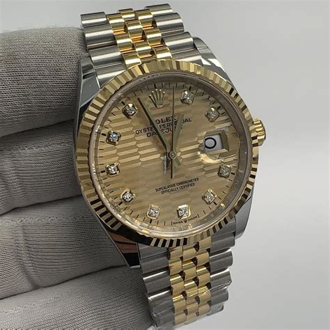 Rolex Datejust 36 mm Fluted Bezel Champagne Motif Diamond Dial... for ...