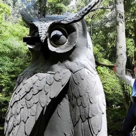 alex jones at the bohemian grove. giant owl statue. | Stable Diffusion