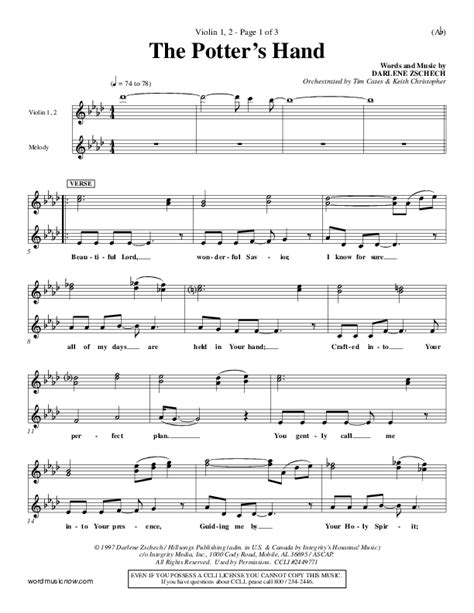 The Potter's Hand Violin Sheet Music PDF (Darlene Zschech) - PraiseCharts