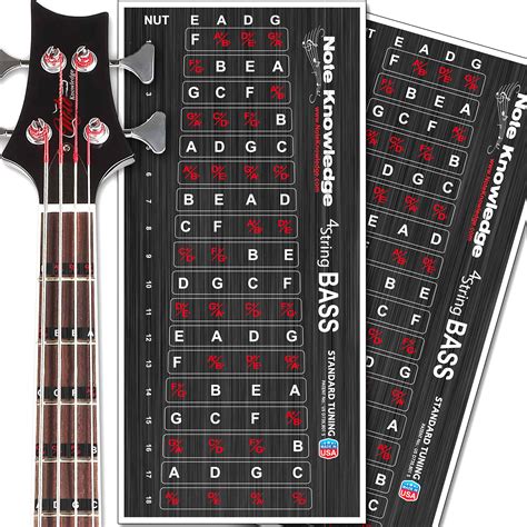 Buy Bass Guitar Fretboard Note Decals/Stickers 2-Pack for Learning and ...