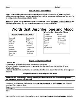 Tone and Mood Worksheet by MsB | Teachers Pay Teachers