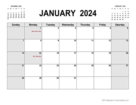 January 2024 Calendar Pdf - 2024 CALENDAR PRINTABLE