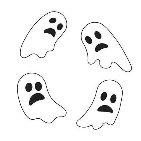 Spooky ghosts monochrome flat vector object. Halloween haunted house ...