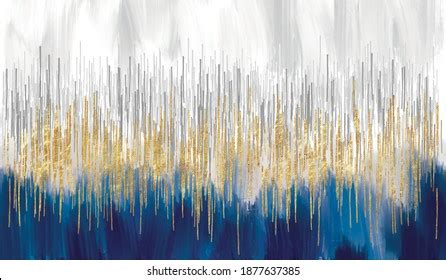 Abstract Art Gold Blue Oil Painting Stock Illustration 1877637385 ...