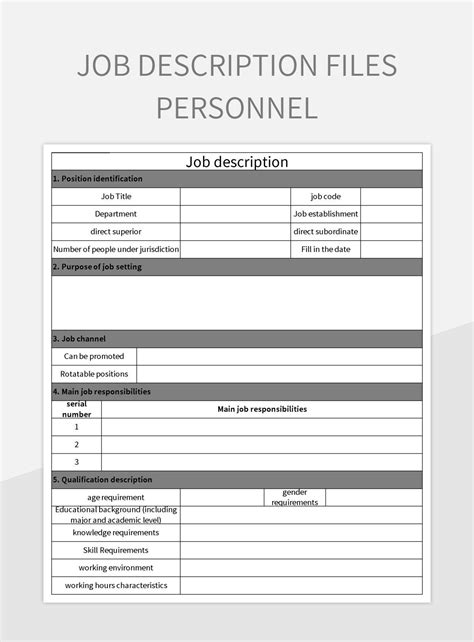 Job Description Files Personnel Excel Template And Google Sheets File ...