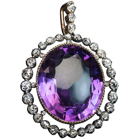 Antique Victorian Amethyst Diamond Pendant For Sale at 1stdibs