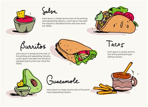 Mexican Food Menu Hand Drawn Vector Illustration 199374 Vector Art at ...