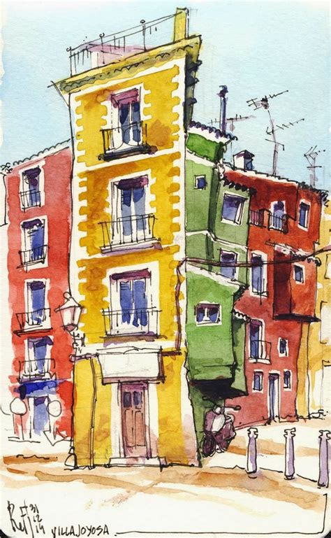 Nice use of colors! Urban Sketchers: The Spanish seafront in winter ...