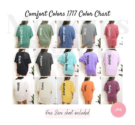 Comfort Colors 1717 Color Chart Comfort Colors Size Chart 1717 Color ...