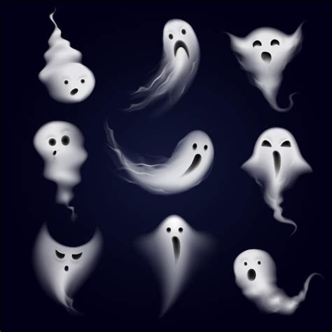 Free Vector | Scary and funny ghost emotions icons collection formed by ...