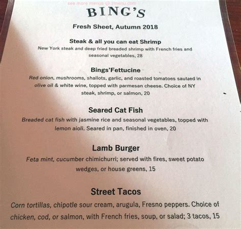 Online Menu of Bings Restaurant, Seattle, Washington, 98112 - Zmenu