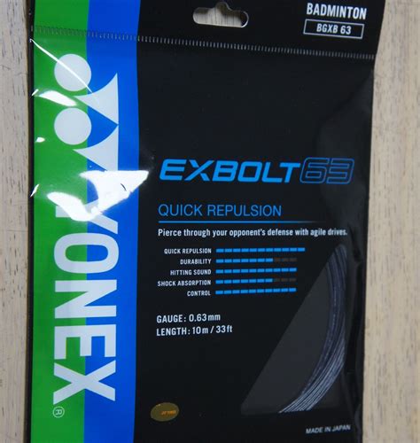 2 Packs YONEX EXBOLT 63 String, 10 m Coil BGXB 63 Badminton String ...