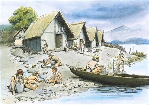 Life in a lakeside Neolithic village around 3,000 BCE by Christian ...