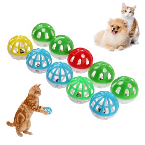 10pcs/set Plastic Small Cat Pet Sound Toy Cat Toys Hollow Out Round Pet ...