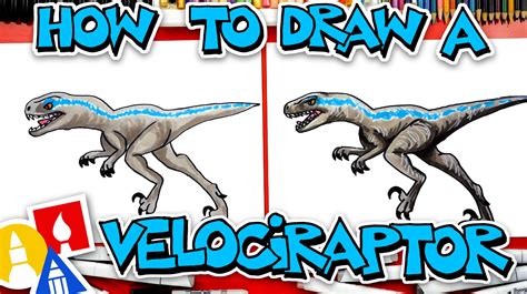 How To Draw A Velociraptor Dinosaur (Blue) - Art For Kids Hub