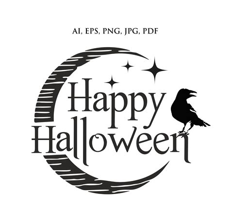 Happy Halloween Clip Art Raven Clip Art Instant Download | Etsy