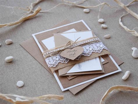 Burlap and Lace Wedding Invitations, Personalized Wedding Invitations Kit