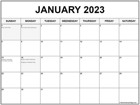 January 2023 Calendar Printable With Holidays – Get Calendar 2023 Update