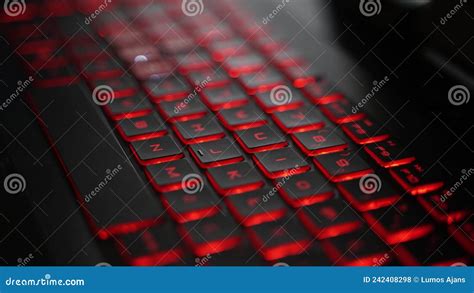 Red RGB Laptop Keyboard Keys Close Up Stock Photo - Image of notebook ...