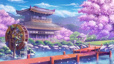 Cherry Blossom Serenity - Anime House 4K Ultra HD Wallpaper by 黒猫