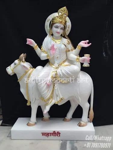 Hindu White Marble Mahagauri Mata Statue, For Temple, Size: 36inch at ...