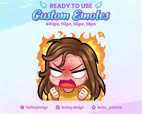 Stream Emotes Angry Emote Chibi Girl Brown Hair - Etsy