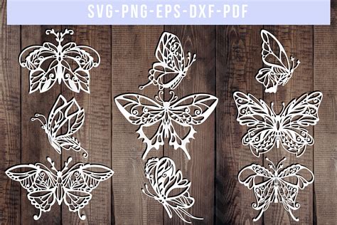 Bundle Of 9 Butterfly Papercut Templates, Paper Art DXF PDF (192560 ...