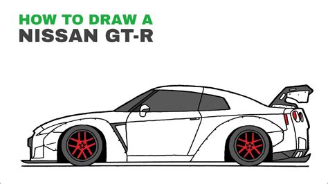 How to Draw a Nissan GTR Sports Car - YouTube