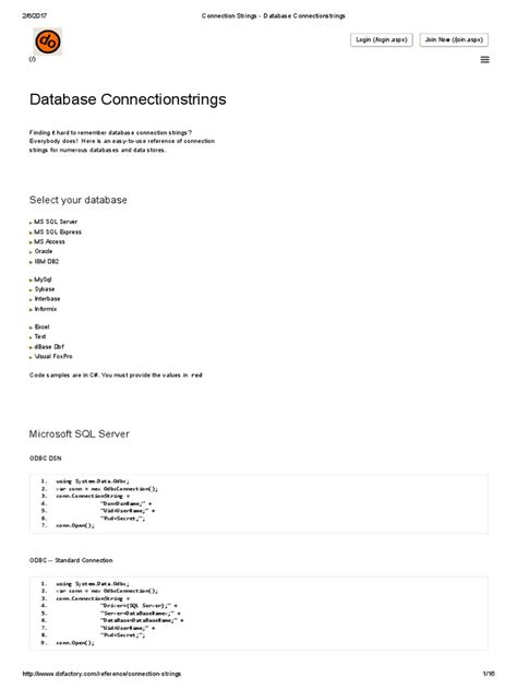 Connection Strings - Database Connectionstrings | Microsoft Access | Sql